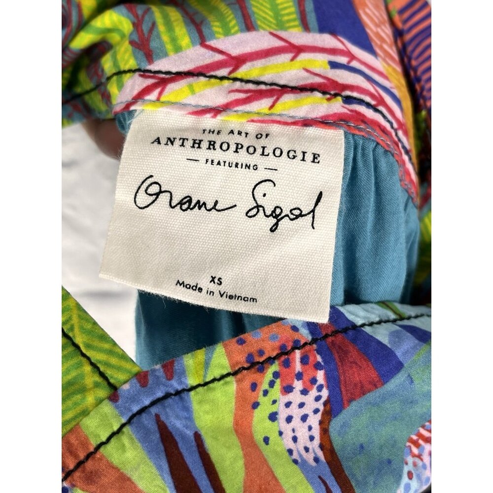 ORANE SIGEL X ANTHROPOLOGIE Women's Bright Tropical Cross Back Sleeveless Dress - Picture 5 of 6